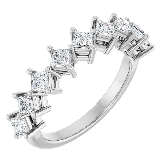 10K Gold Square Lab-Grown Diamond Nine-Stone Anniversary Band – 1/8–3/4 CTW - White Gold