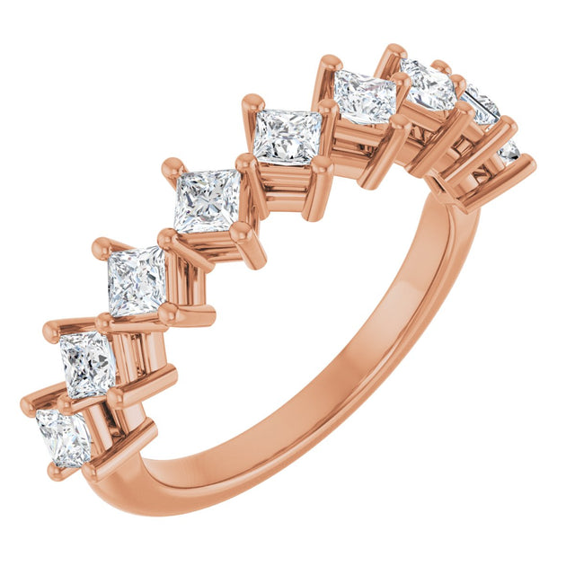 10K Gold Square Lab-Grown Diamond Nine-Stone Anniversary Band – 1/8–3/4 CTW - Rose Gold