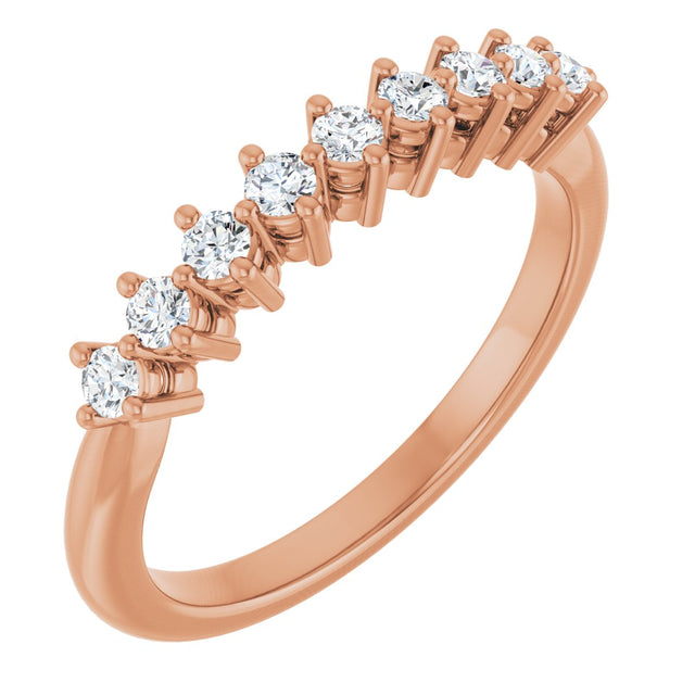 14K Gold Round Lab-Grown Diamond Nine-Stone Anniversary Band – 1/4–3/4 CTW - Rose Gold