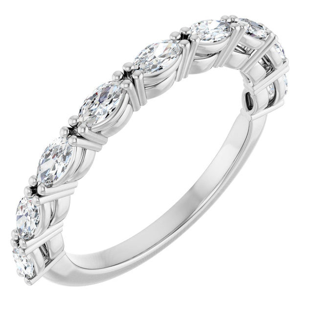 14K Gold Marquise Natural Diamond Nine-Stone Anniversary Band – 5/8–1 1/6 CTW - White Gold