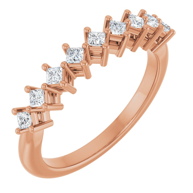10K Gold Square Natural Diamond Nine-Stone Anniversary Band – 1/8–3/4 CTW - Rose Gold