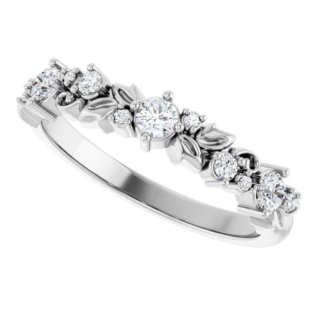Platinum Round Natural Diamond Sculptural Anniversary Band – 1/4 CTW - view 5