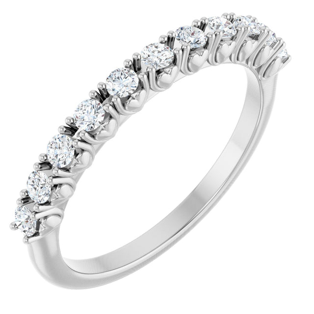 14K Gold Round Lab-Grown Diamond Eleven-Stone U-Prong Hidden Heart Anniversary Band – 1/5–5/8 CTW - White Gold