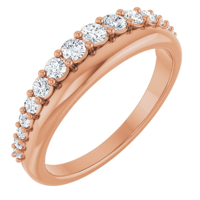 14K Gold Round Natural Diamond Graduated Anniversary Band – 3/8 CTW - Rose Gold
