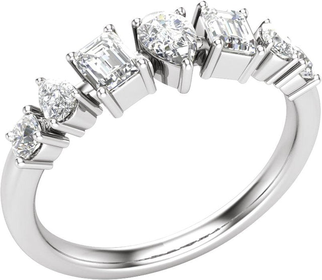 14K Gold Pear Lab-Grown Diamond Multi-Shape Anniversary Band – 9/10 CTW - White Gold