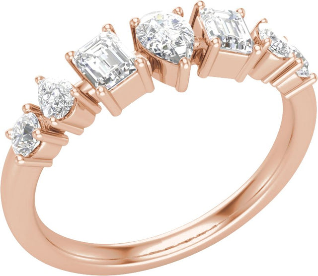 14K Gold Pear Lab-Grown Diamond Multi-Shape Anniversary Band – 9/10 CTW - Rose Gold
