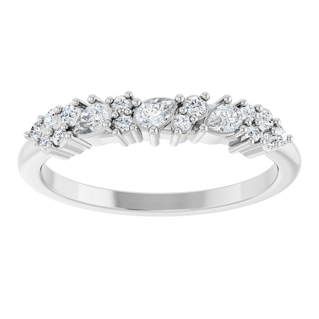 Platinum Pear Natural Diamond Cluster Anniversary Band – 1/4 CTW - view 3
