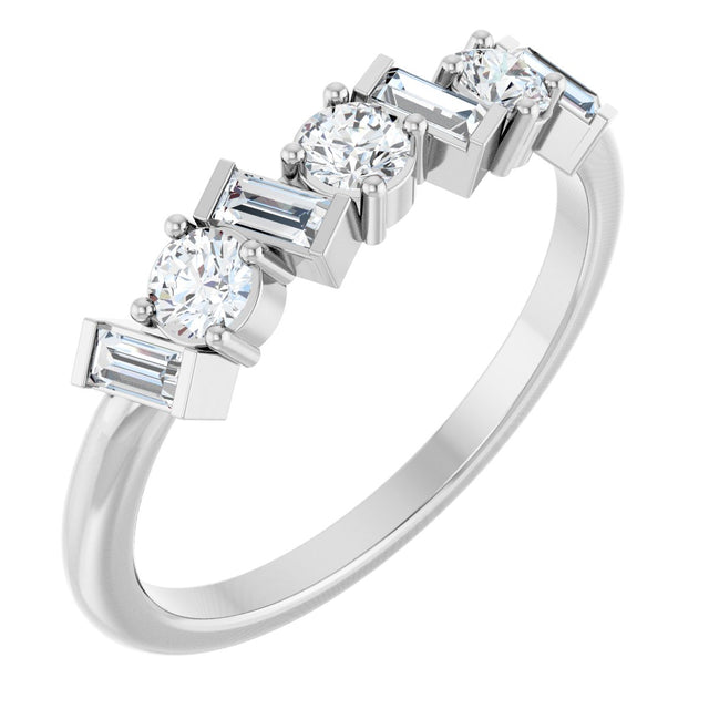 14K Gold Round Lab-Grown Diamond Multi-Shape Anniversary Band – 1/2 CTW - White Gold