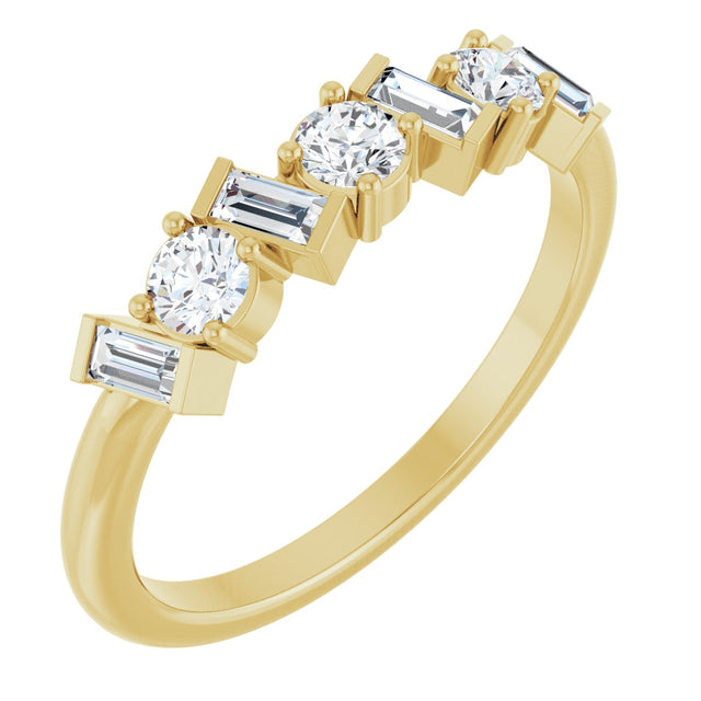 14K Gold Round Lab-Grown Diamond Multi-Shape Anniversary Band – 1/2 CTW - Yellow Gold