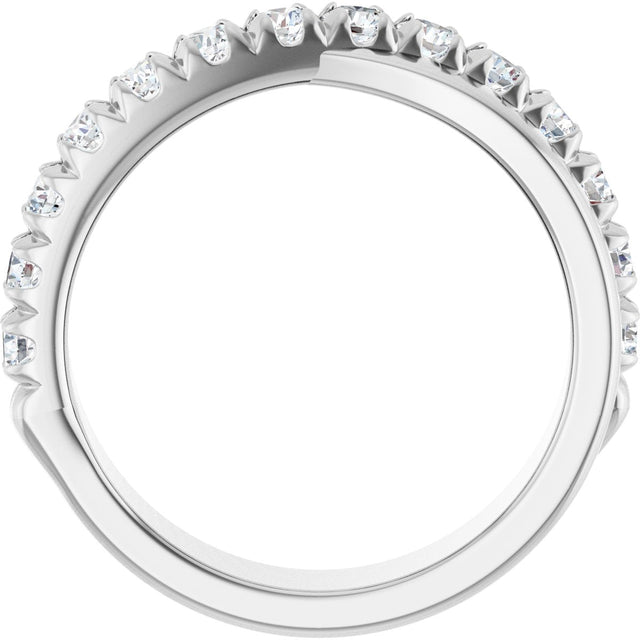 Platinum Round Natural Diamond French-Set Criss-Cross Anniversary Band – 1/2–7/8 CTW - view 2