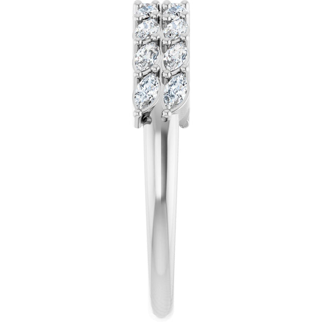 Platinum Marquise Natural Diamond Double-Row Anniversary Band – 1/2 CTW - view 4