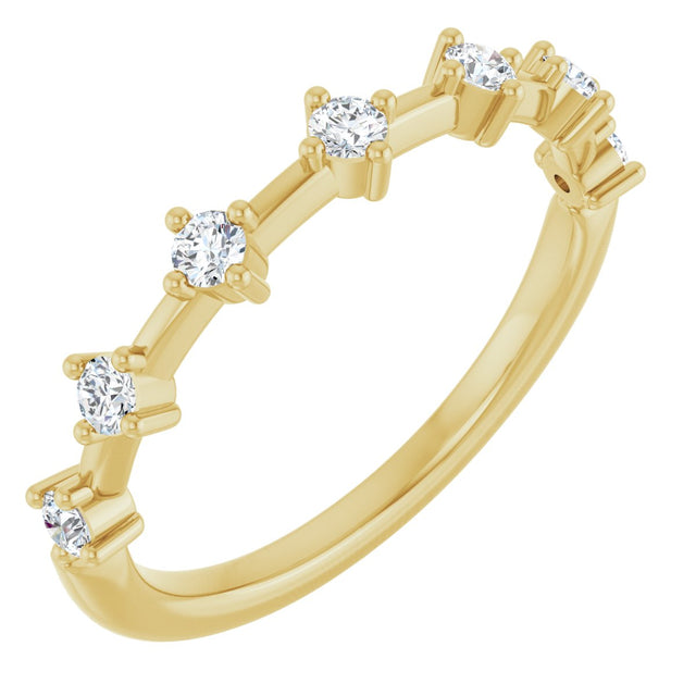 14K Gold Round Lab-Grown Diamond Seven-Stone Anniversary Band – 1/4–1/2 CTW - Yellow Gold