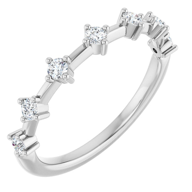 14K Gold Round Lab-Grown Diamond Seven-Stone Anniversary Band – 1/4–1/2 CTW - White Gold