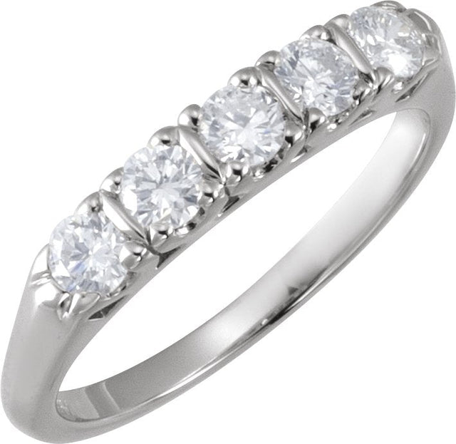 14K Gold Round Natural Diamond Vintage-Inspired Anniversary Band – 1/2 CTW - White Gold