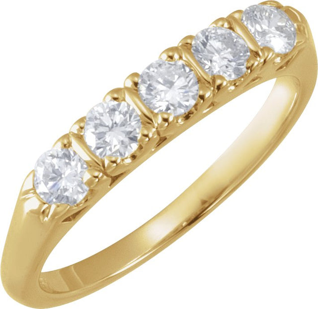 14K Gold Round Lab-Grown Diamond Vintage-Inspired Anniversary Band – 1/2 CTW - Yellow Gold
