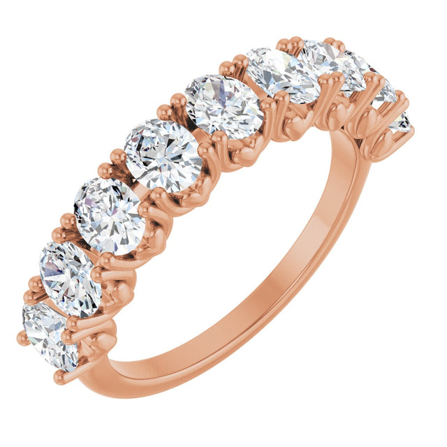 14K Gold Oval Lab-Grown Diamond Eleven-Stone U-Prong Hidden Heart Anniversary Band β 1 1/3β2 1/4 CTW - Rose Gold