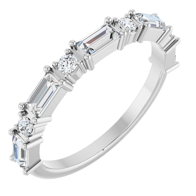 Platinum Straight Baguette Lab-Grown Diamond Multi-Shape Anniversary Band – 4x2 mm Stones