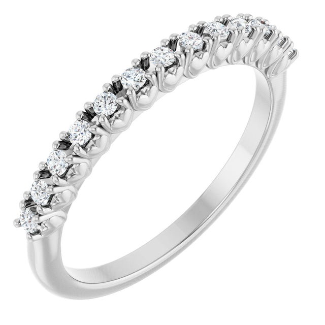 14K Gold Round Lab-Grown Diamond Eleven-Stone U-Prong Hidden Heart Anniversary Band – 1/5–5/8 CTW - White Gold