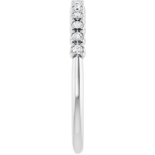 Platinum Round Natural Diamond Eleven-Stone U-Prong Hidden Heart Anniversary Band β .04β1/3 CTW - view 4
