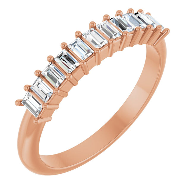14K Gold Straight Baguette Natural Diamond Eleven-Stone Anniversary Band – 1/2–3/4 CTW - Rose Gold