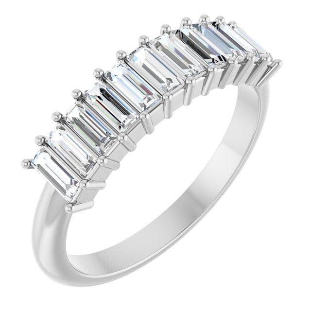 14K Gold Straight Baguette Lab-Grown Diamond Eleven-Stone Anniversary Band – 1/3–5/8 CTW - White Gold