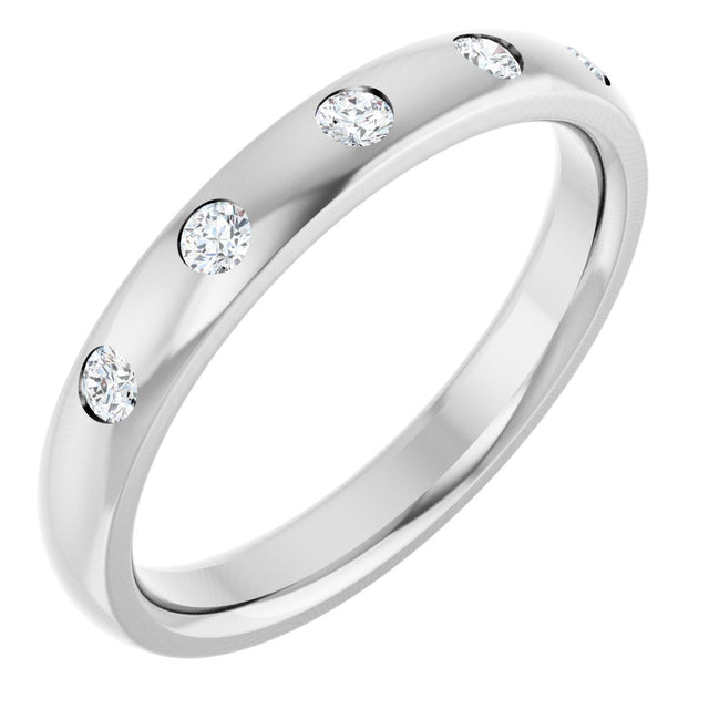 14K Gold Round Lab-Grown Diamond Five-Stone Anniversary Band – .08 CTW - White Gold