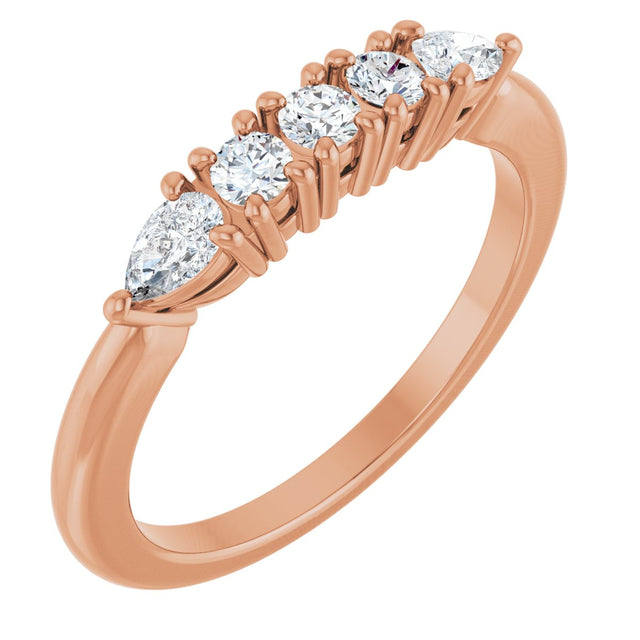 14K Gold Round Natural Diamond Anniversary Band - 3/8-9/10 CTW - Rose Gold