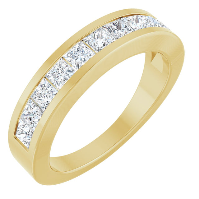 14K Gold Square Lab-Grown Diamond Channel-Set Tapered Anniversary Band – 1 CTW - Yellow Gold