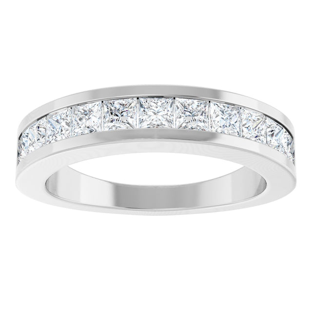 Platinum Square Lab-Grown Diamond Channel-Set Tapered Anniversary Band – 1 CTW - view 3