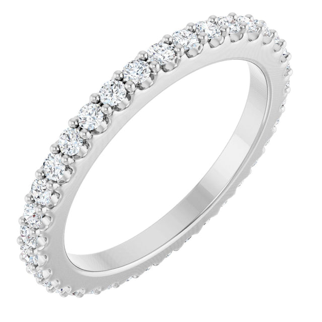 Platinum Round Natural Diamond Shared-Prong Eternity Band – 1.5 mm Stones (1/2–5/8 CTW) .0