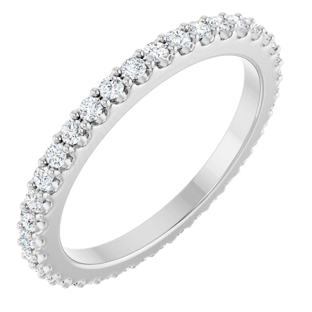 14K Gold Round Natural Diamond Shared-Prong Eternity Band – 1.5 mm Stones (1/2–5/8 CTW) .0 - White Gold