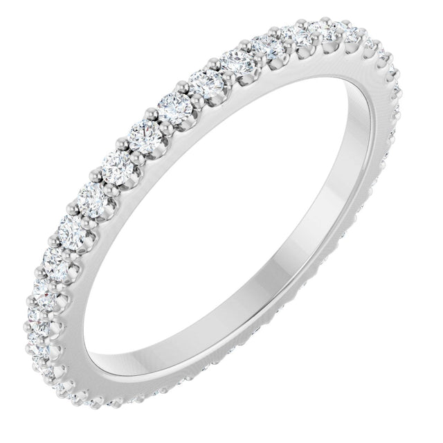 Platinum Round Lab-Grown Diamond Shared-Prong Eternity Band – 1.5 mm Stones (1/2–5/8 CTW)