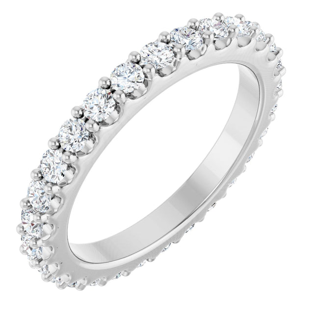 Platinum Round Natural Diamond Shared-Prong Eternity Band – 2 mm Stones (3/4–7/8 CTW)