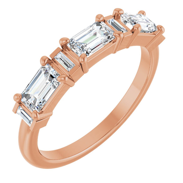 14K Gold Emerald Lab-Grown Diamond Anniversary Band - 9/10-2 1/2 CTW - Rose Gold