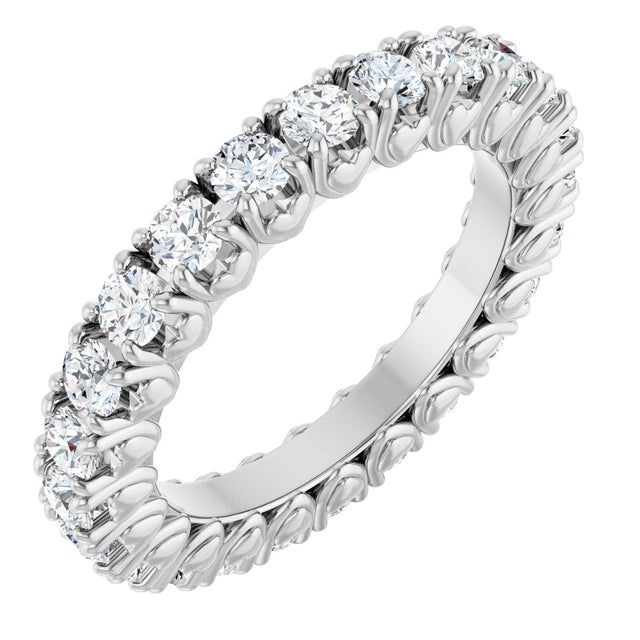 14K Gold Round Lab-Grown Diamond Hidden Heart Eternity Band - 2.5mm Stones - White Gold