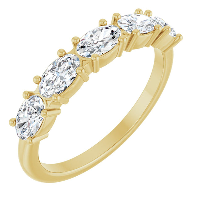 14K Gold Oval Lab-Grown Diamond Five-Stone Anniversary Band - 5x3mm Stones - Yellow Gold