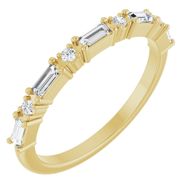 14K Gold Straight Baguette Lab-Grown Diamond Multi-Shape Anniversary Band – 3.25x1.5 mm Stones - Yellow Gold
