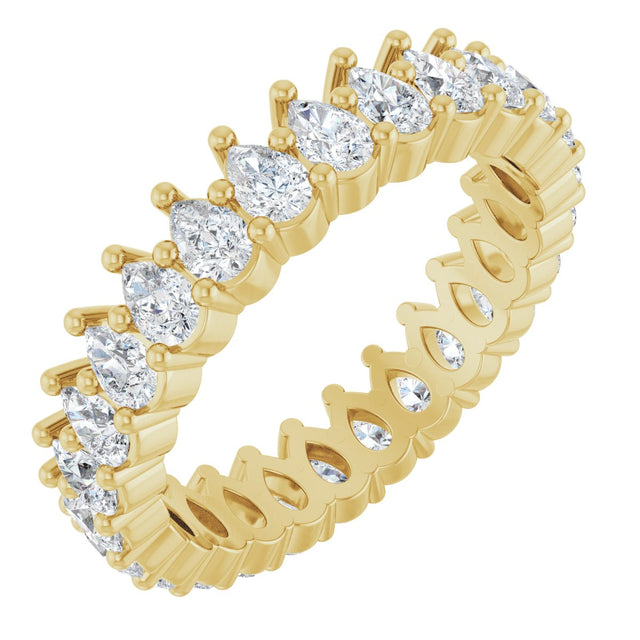 14K Gold Pear Natural Diamond Eternity Band - 3x2mm Stones - Yellow Gold
