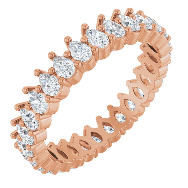 14K Gold Pear Natural Diamond Eternity Band - 3x2mm Stones - Rose Gold
