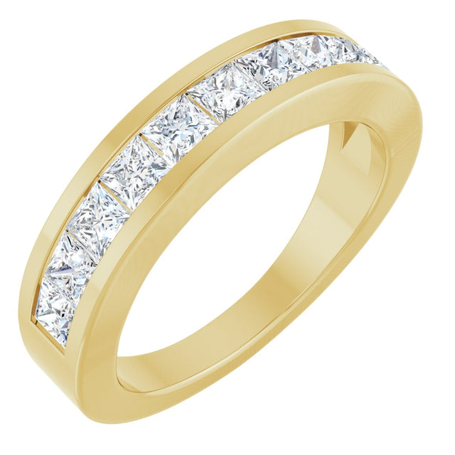 14K Gold Square Lab-Grown Diamond Channel-Set Tapered Anniversary Band – 1 CTW - Yellow Gold