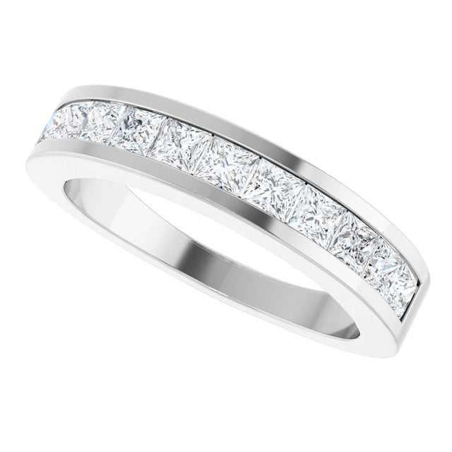 Platinum Square Lab-Grown Diamond Channel-Set Tapered Anniversary Band – 1 CTW - view 5