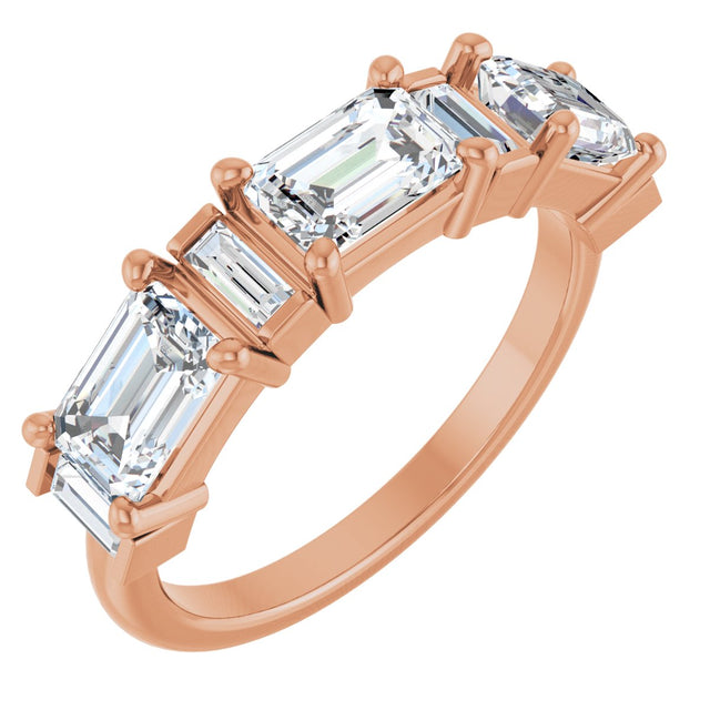 14K Gold Emerald Lab-Grown Diamond Anniversary Band - 9/10-2 1/2 CTW - Rose Gold