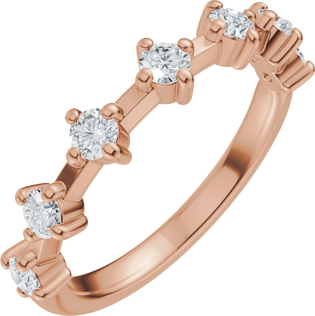 14K Gold Round Lab-Grown Diamond Seven-Stone Anniversary Band – 1/4–1/2 CTW - Rose Gold