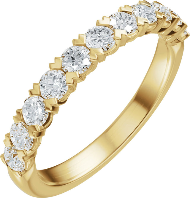 14K Gold Round Natural Diamond Low Profile Anniversary Band - 1/2-9/10 CTW - Yellow Gold
