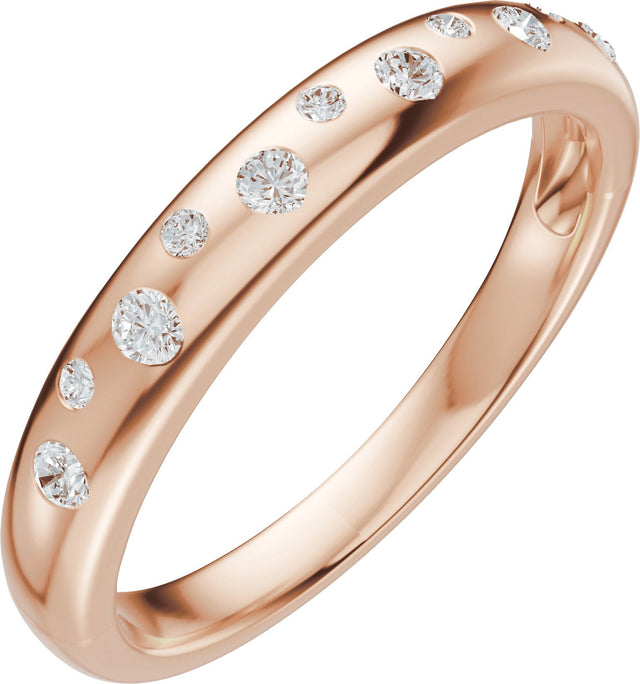 14K Gold Round Natural Diamond Anniversary Band - 1/5 CTW - Rose Gold
