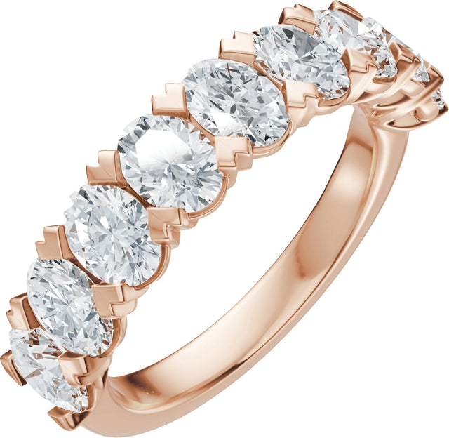 14K Gold Oval Lab-Grown Diamond Low Profile Anniversary Band - 2 1/3 CTW - Rose Gold
