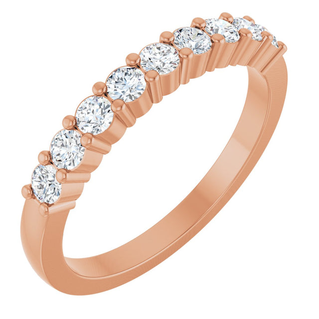 14K Gold Round Natural Diamond Anniversary Band – 1/5–5/8 CTW - Rose Gold
