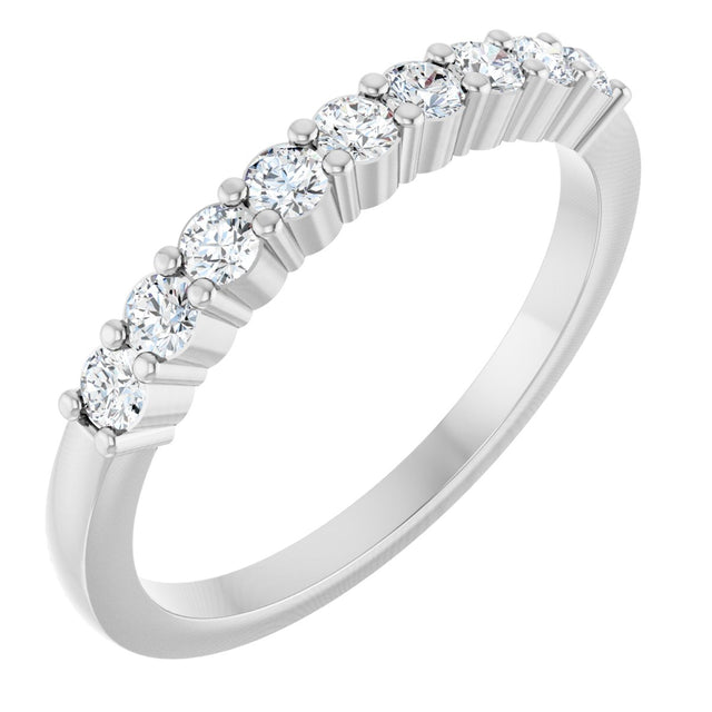 14K Gold Round Natural Diamond Anniversary Band – 1/5–5/8 CTW - White Gold