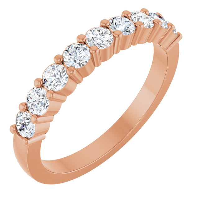 14K Gold Round Natural Diamond Anniversary Band – 1/5–5/8 CTW - Rose Gold