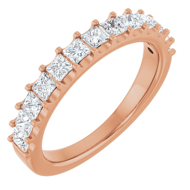 14K Gold Square Lab-Grown Diamond Shared-Prong Anniversary Band - 5/8-1 1/8 CTW - Rose Gold